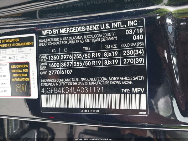 2020 MERCEDES-BENZ GLE 350 4MATIC — I9