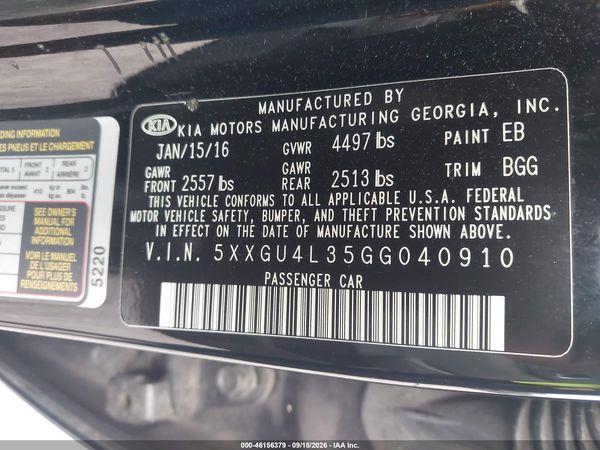 2016 KIA OPTIMA EX — I9