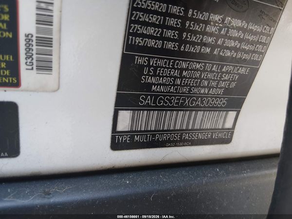 2016 LAND ROVER RANGE ROVER 5.0L V8 SUPERCHARGED — I9