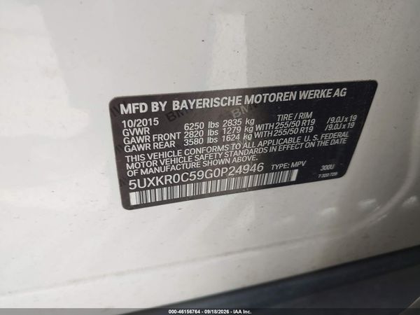 2016 BMW X5 XDRIVE35I — I9