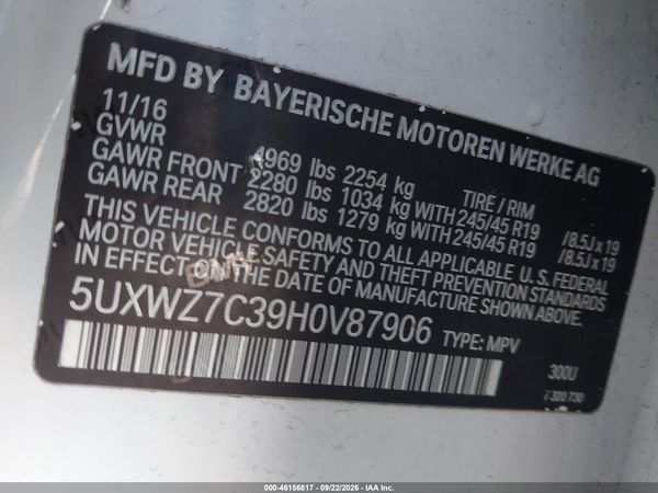 2017 BMW X3 SDRIVE28I — I9