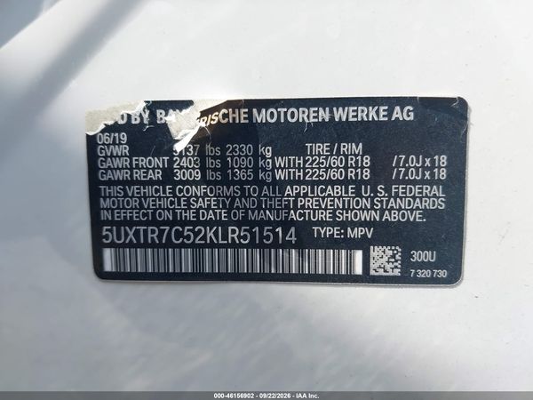 2019 BMW X3 SDRIVE30I — I9