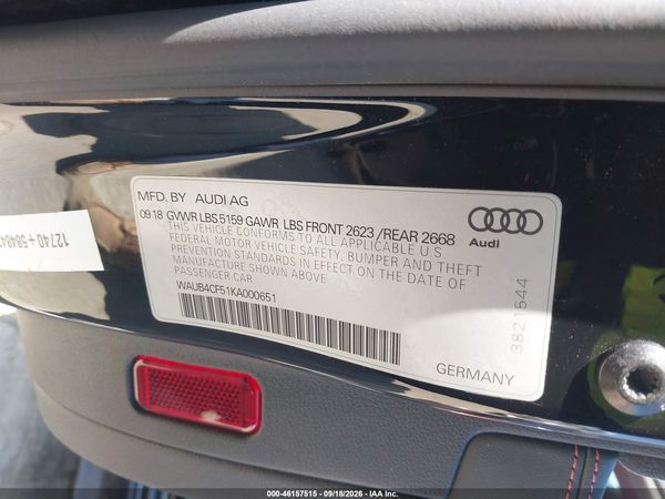 2019 AUDI S5 3.0T PREMIUM — I9