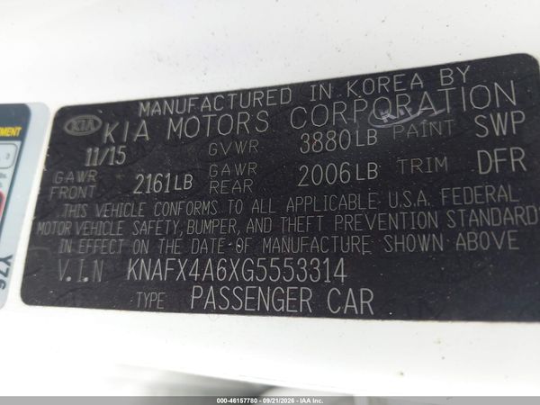 2016 KIA FORTE LX — I9