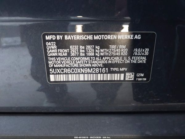 2022 BMW X5 XDRIVE40I — I9