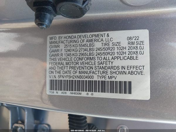 2022 HONDA PILOT 2WD SPECIAL EDITION — I9