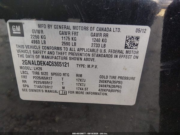 2012 CHEVROLET EQUINOX 1LT — I9