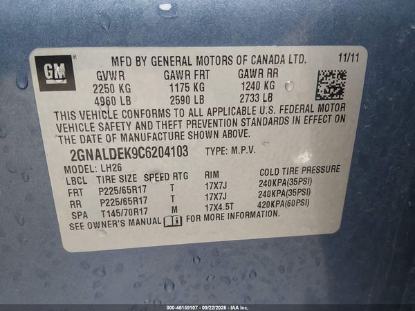 2012 CHEVROLET EQUINOX 1LT — I9