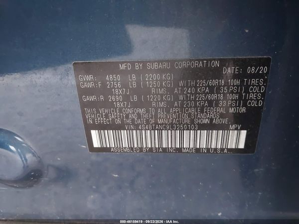 2020 SUBARU OUTBACK LIMITED — I9