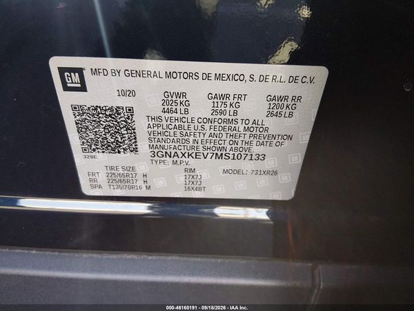 2021 CHEVROLET EQUINOX LT — I9