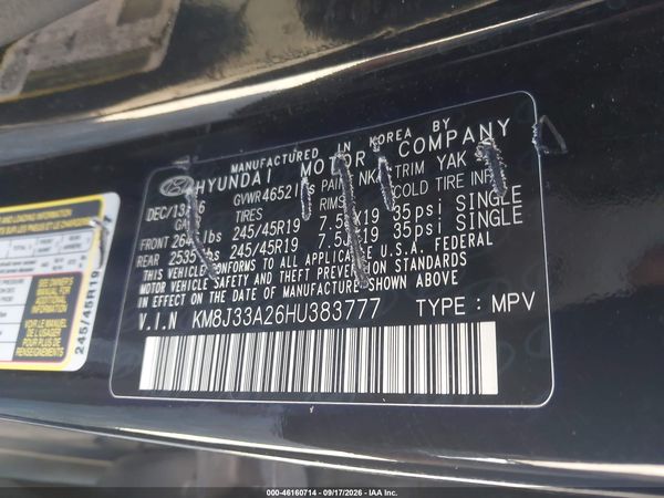 2017 HYUNDAI TUCSON LIMITED — I9