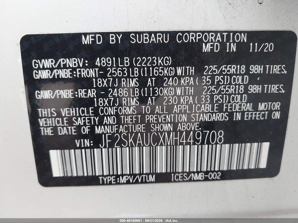 2021 SUBARU FORESTER LIMITED — I9