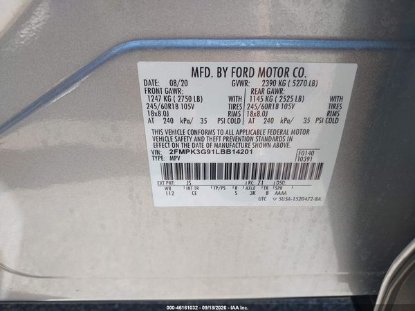 2020 FORD EDGE SE — I9