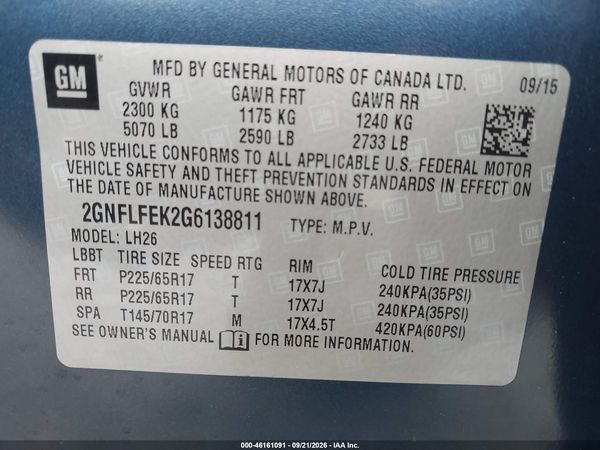 2016 CHEVROLET EQUINOX LT — I9