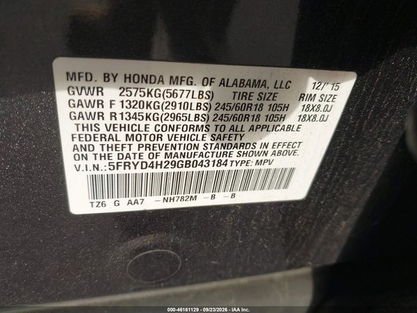 2016 ACURA MDX ACURAWATCH PLUS PACKAGE — I9