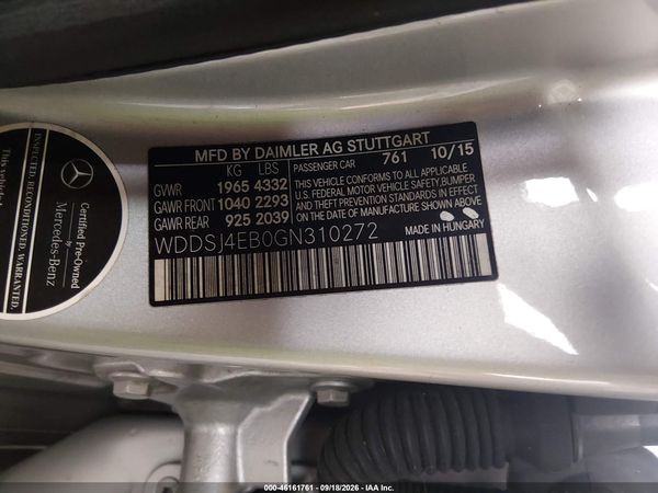 2016 MERCEDES-BENZ CLA 250 CLA250 — I9