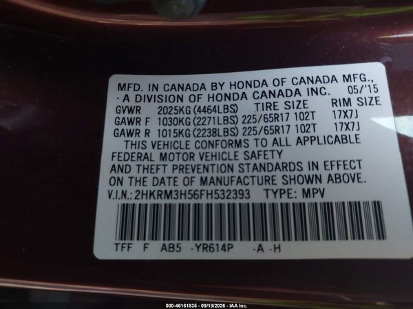 2015 HONDA CR-V EX — I9