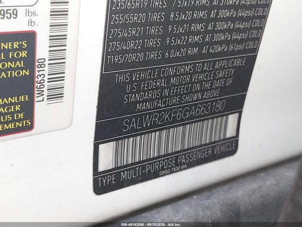 2016 LAND ROVER RANGE ROVER SPORT — I9