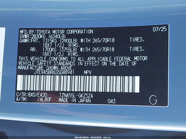 2025 TOYOTA 4RUNNER TRD OFF ROAD PREMIUM — I9