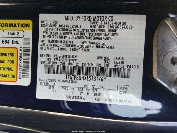 2020 FORD MUSTANG ECOBOOST PREMIUM — I9