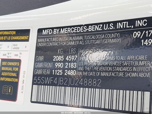 2018 MERCEDES-BENZ C 300 C300 — I9