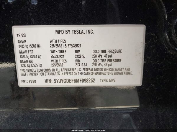 2021 TESLA MODEL Y — I9