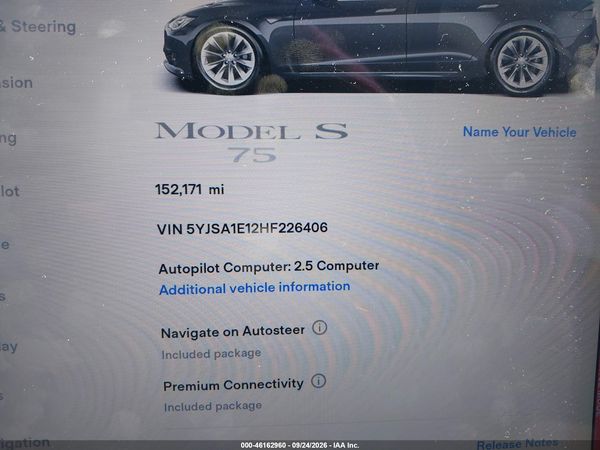 2017 TESLA MODEL S 60/75 — I118