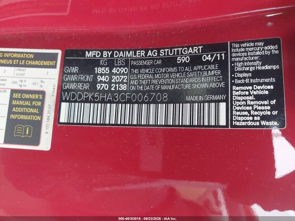 2012 MERCEDES-BENZ SLK 350 SLK350 — I9