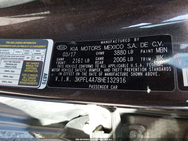 2017 KIA FORTE LX — I9