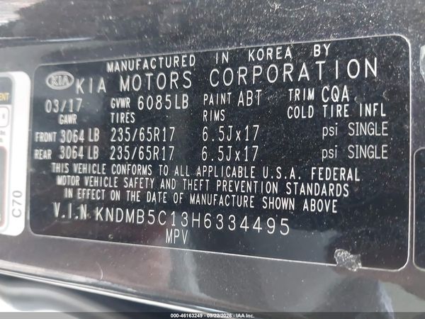 2017 KIA SEDONA LX — I9