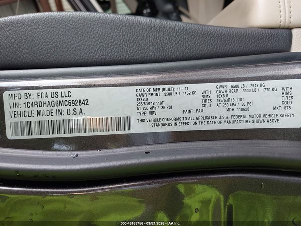 2021 DODGE DURANGO SXT PLUS RWD — I9