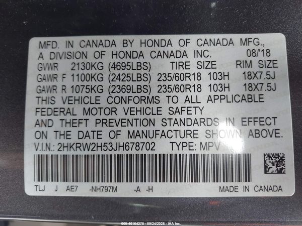 2018 HONDA CR-V EX — I9