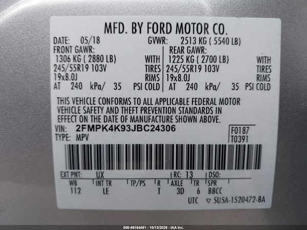 2018 FORD EDGE TITANIUM — I9