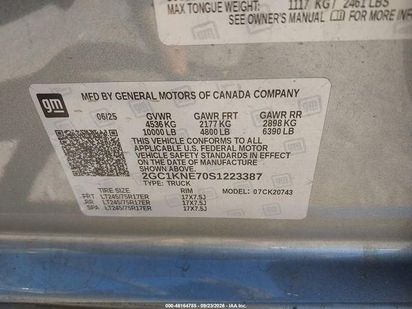 2025 CHEVROLET SILVERADO 2500HD 4WD  STANDARD BED LT — I9