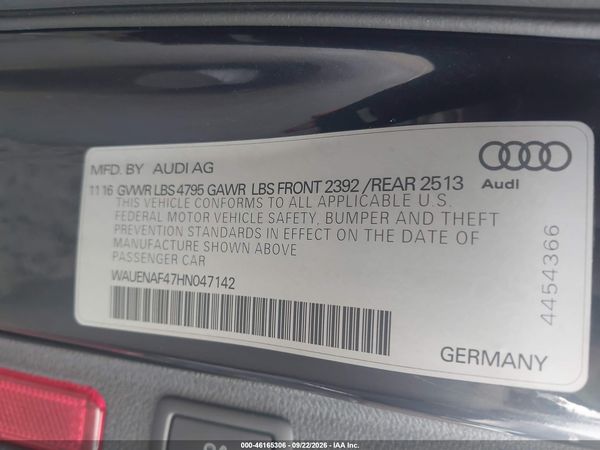 2017 AUDI A4 2.0T PREMIUM — I9