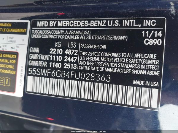 2015 MERCEDES-BENZ C 400 4MATIC — I9