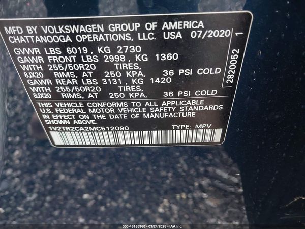 2021 VOLKSWAGEN ATLAS 3.6L V6 SEL PREMIUM — I9