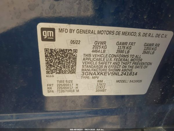 2022 CHEVROLET EQUINOX FWD LT — I9