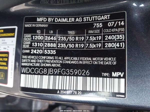 2015 MERCEDES-BENZ GLK 350 4MATIC — I9