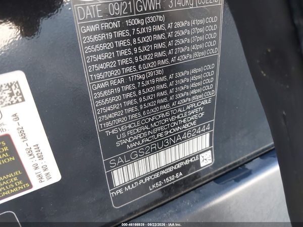 2022 LAND ROVER RANGE ROVER WESTMINSTER — I9