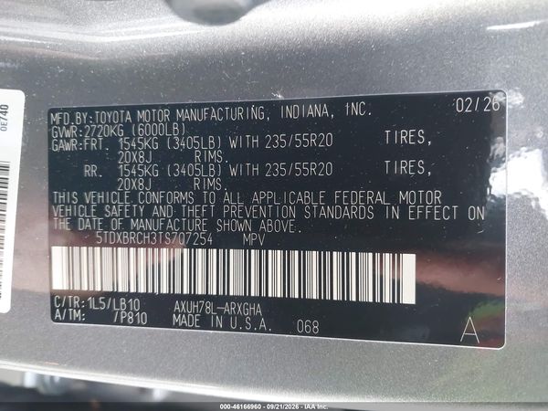 2026 TOYOTA HIGHLANDER HYBRID LIMITED — I9