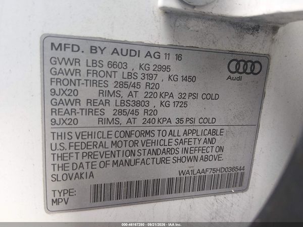2017 AUDI Q7 3.0T PREMIUM — I9
