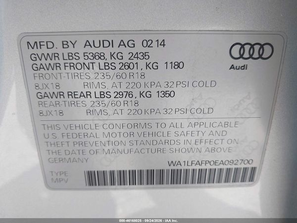 2014 AUDI Q5 2.0T PREMIUM — I9