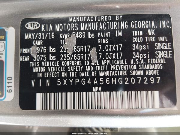 2017 KIA SORENTO 3.3L LX — I9
