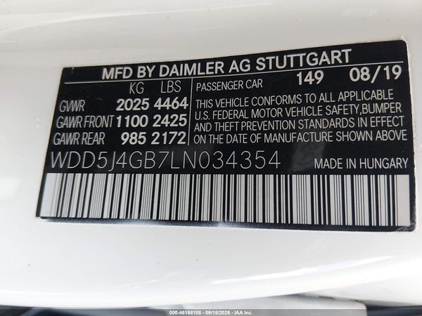 2020 MERCEDES-BENZ CLA 250 CLA250 — I9