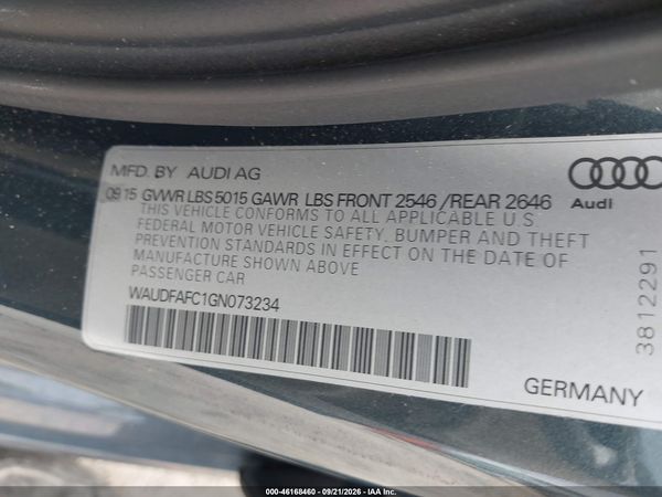 2016 AUDI A6 2.0T PREMIUM PLUS — I9