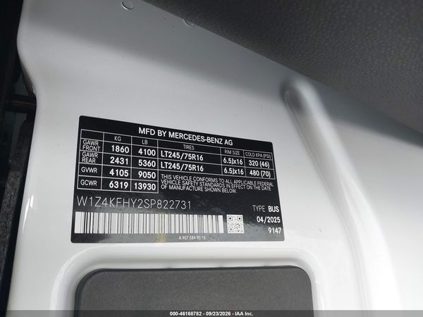 2025 MERCEDES-BENZ SPRINTER 2500 — I9