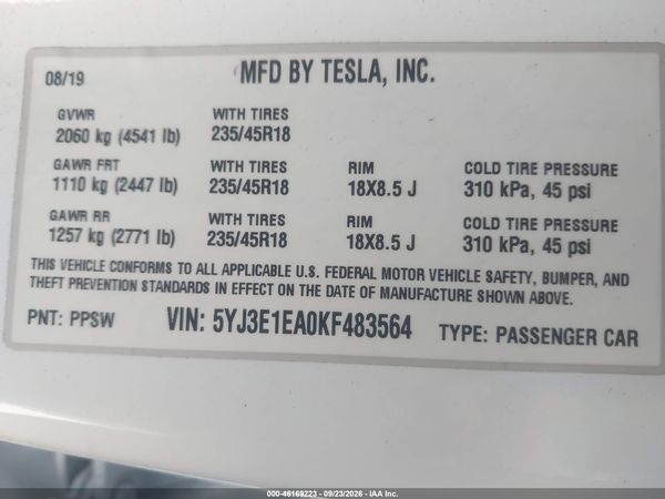 2019 TESLA MODEL 3 — I9