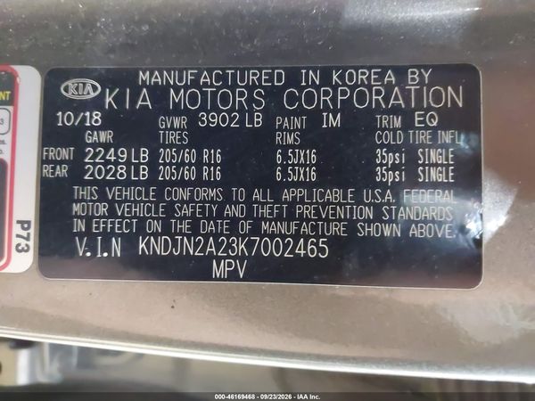 2019 KIA ALMA Base — I9