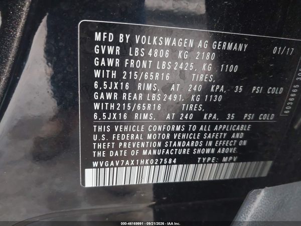 2017 VOLKSWAGEN TIGUAN 2.0T/2.0T S — I9